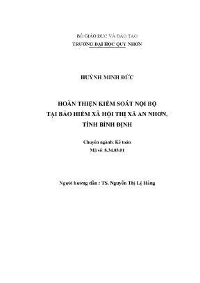 Luận văn thạc sĩ hoàn thiện kiểm soát nội bộ tại bảo hiểm xã hội thị xã an nhơn tỉnh bình định