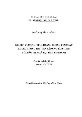 Luận văn thạc sĩ nghiên cứu các nhân tố ảnh hưởng đến chất lượng thông tin trên báo cáo tài chính của bảo hiểm xã hội tỉnh bình định