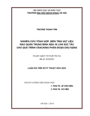 Luận văn thạc sĩ nghiên cứu tổng hợp biến tính vật liệu mao quản trung bình sba 15 làm xúc tác cho quá trình cracking phân đoạn dầu nặng