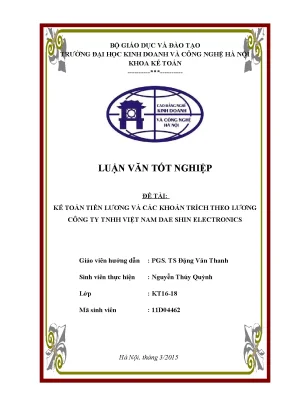 Luận văn tốt nghiệp kế toán tiền lương và các khoản trích theo lương tại công ty trách nhiệm hữu hạn việt nam dae shin electronics