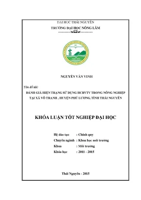 Luận văn thạc sĩ đánh giá hiện trạng sử dụng hóa chất bảo vệ thực vật trong nông nghiệp tại xã vô tranh huyện phú lương tỉnh thái nguyên