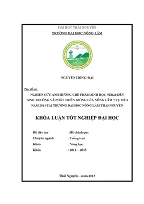 Luận văn thạc sĩ nghiên cứu ảnh hưởng chế phẩm sinh học neb26 đến sinh trưởng và phát triển giống lúa nông lâm 7 vụ mùa 2014
