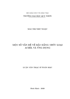 Luận văn thạc sĩ một số bất đẳng thức loại aczél và ứng dụng