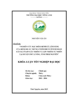 Luận văn thạc sĩ nghiên cứu đặc điểm bệnh lý lâm sàng của bệnh do ấu trùng sán dây cysticercus tenuicollis gây ra ở lợn gây nhiễm và lợn nhiễm tự nhiên tại huyện phú lương