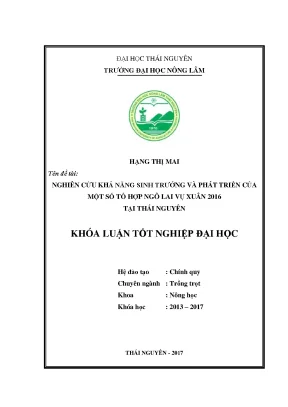 Luận văn nghiên cứu khả năng sinh trưởng và phát triển của một số tổ hợp ngô lai vụ xuân 2016 tại thái nguyên 6