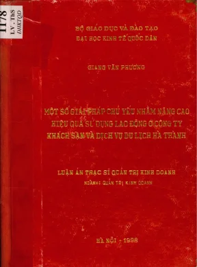 Luận văn một số giải pháp chủ yếu nhằm nâng cao hiệu quả sử dụng lao động ở công ty khách sạn và dịch vụ du lịch hà thành
