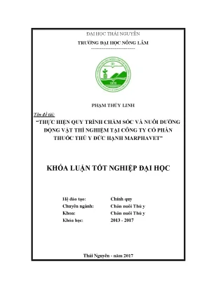 Luận văn thực hiện quy trình chăm sóc và nuôi dưỡng động vật thí nghiệm tại công ty cổ phần thuốc thú y đức hạnh marphavet