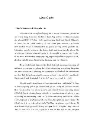 Luận văn một số giải pháp kinh tế nhằm cải thiện tình trạng suy dinh dưỡng trẻ em ở việt nam đến năm 2015