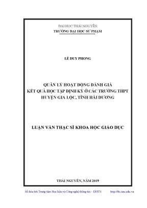Luận văn thạc sĩ quản lý hoạt động đánh giá kết quả học tập định kỳ ở các trường thpt huyện gia lộc tỉnh hải dương