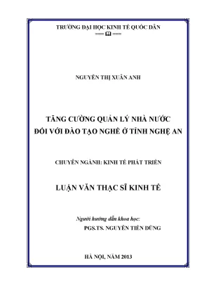 Luận văn tăng cường quản lý nhà nước đối với đào tạo nghề ở tỉnh nghệ an