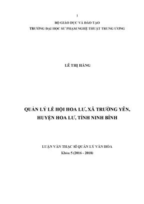 Luận văn thạc sĩ quản lý lễ hội hoa lư xã trường yên huyện hoa lư tỉnh ninh bình