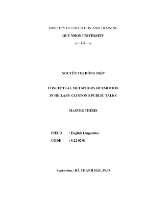 Luận văn thạc sĩ conceptual metaphors of emotion in hillary clintons public talks