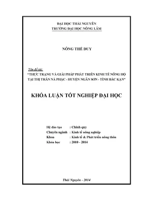 Luận văn thạc sĩ thực trạng và giải pháp phát triển kinh tế nông hộ tại thị trấn nà phặc huyện ngân sơn tỉnh bắc kạn