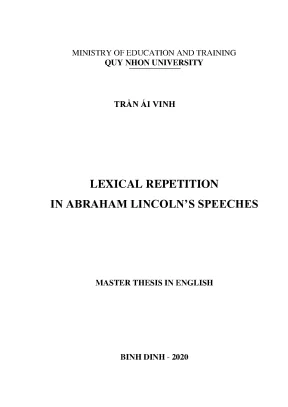 Luận văn thạc sĩ lexical repetition inabraham lincolns speeches