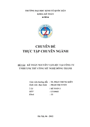 Luận văn thạc sĩ kế toán nguyên vật liệu tại công ty trách nhiệm hữu hạn xnk thủ công mỹ nghệ đông thành