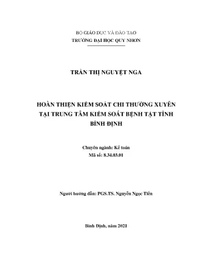 Luận văn thạc sĩ hoàn thiện kiểm soát chi thường xuyên tại trung tâm kiểm soát bệnh tật tỉnh bình định