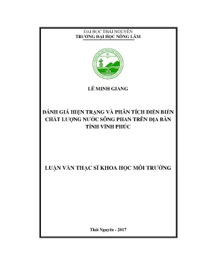 Luận văn đánh giá hiện trạng và phân tích diễn biến chất lượng nước sông phan trên địa bàn tỉnh vĩnh phúc
