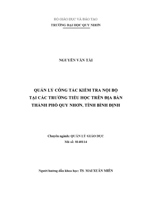 Luận văn thạc sĩ quản lý công tác kiểm tra nội bộ tại các trường tiểu học trên địa bàn thành phố quy nhơn tỉnh bình định