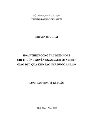 Luận văn thạc sĩ hoàn thiện công tác kiểm soát chi thường xuyên ngân sách sự nghiệp giáo dục qua kho bạc nhà nước an lão