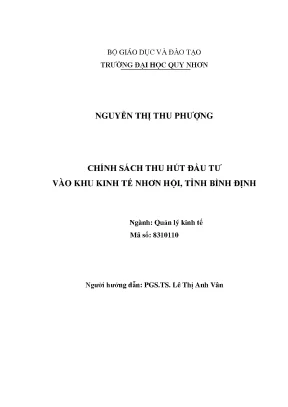 Luận văn thạc sĩ chính sách thu hút đầu tư vào khu kinh tế nhơn hội tỉnh bình định