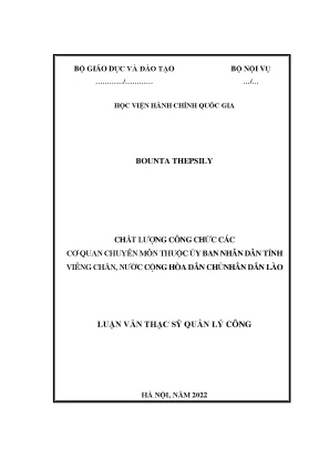 Luận văn thạc sĩ chất lượng công chức các cơ quan chuyên môn thuộc ủy ban nhân dân tỉnh viêng chăn nước cộng hòa dân chủ nhân dân lào