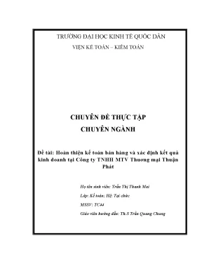 Luận văn tốt nghiệp hoàn thiện kế toán bán hàng và xác định kết quả kinh doanh tại công ty tnhh mtv thương mại thuận phát