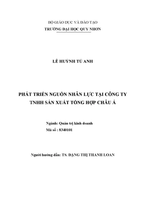 Luận văn thạc sĩ phát triển nguồn nhân lực tại công ty tnhh sản xuất tổng hợp châu á