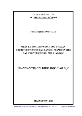Luận văn thạc sĩ quản lý hoạt động dạy học lý luận chính trị ở trường cao đẳng sư phạm điện biên đáp ứng yêu cầu đổi mới giáo dục