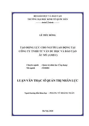 Luận văn tạo động lực cho người lao động tại công ty tnhh tư vấn du học và đào tạo âu mỹ amec