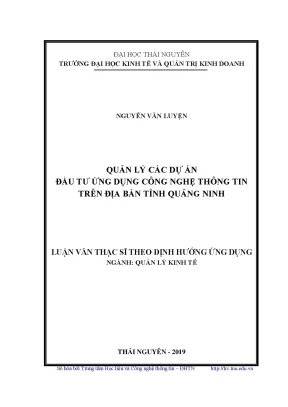Luận văn thạc sĩ quản lý các dự án đầu tư ứng dụng công nghệ thông tin trên địa bàn tỉnh quảng ninh