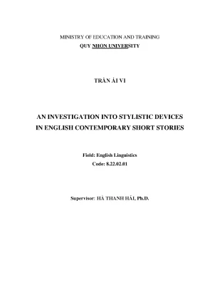 Luận văn thạc sĩ an investigation into stylistic devices in english contemporary short stories