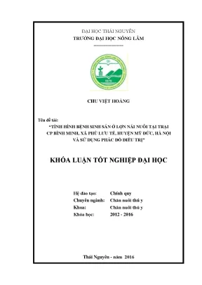Luận văn thạc sĩ tình hình bệnh sinh sản ở lợn nái nuôi tại trại chăn nuôi bình minh mỹ đức hà nội và sử dụng phác đồ điều trị