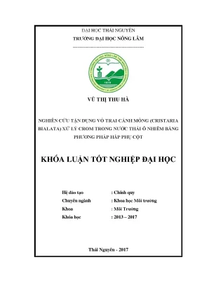 Luận văn nghiên cứu tận dụng vỏ trai cánh mỏng cristaria bialata xử lý crom trong nước thải ô nhiễm bằng phương pháp hấp phụ cột