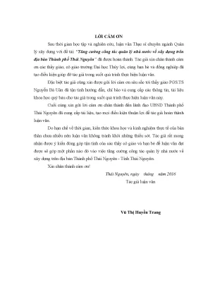 Luận văn thạc sĩ tăng cường công tác quản lý nhà nước về xây dựng trên địa bàn thành phố thái nguyên