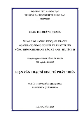 Luận văn nâng cao năng lực cạnh tranh ngân hàng nông nghiệp và phát triển nông thôn chi nhánh bắc kỳ anh hà tĩnh ii