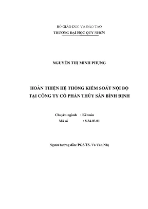 Luận văn thạc sĩ hoàn thiện hệ thống kiểm soát nội bộ tại công ty cổ phần thủy sản bình định