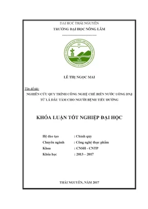 Luận văn nghiên cứu quy trình công nghệ chế biến nước uống dnj từ lá dâu tằm cho người bệnh tiểu đường