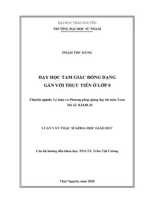 Luận văn thạc sĩ dạy học tam giác đồng dạng gắn với thực tiễn ở lớp 8