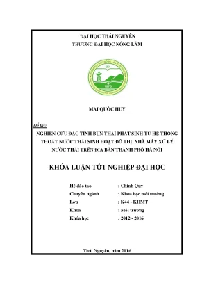 Luận văn thạc sĩ nghiên cứu đặc tính bùn thải phát sinh từ hệ thống thoát nước thải sinh hoạt đô thị đô thị và nhà máy xử lý nước thải trên địa bàn thành phố hà nội