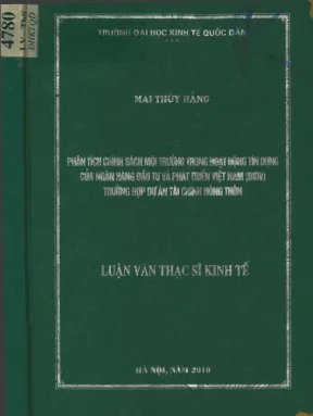 Luận văn phân tích chính sách môi trường trong hoạt động tín dụng của ngân hàng đầu tư và phát triển việt nam bidv trường hợp dự án tài chính nông thôn