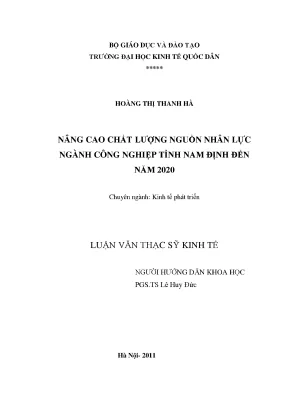 Luận văn nâng cao chất lượng nguồn nhân lực ngành công nghiệp tỉnh nam định đến năm 2020