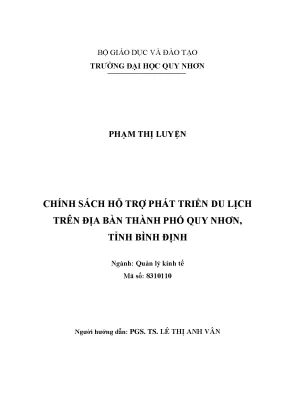 Luận văn thạc sĩ chính sách hỗ trợ phát triển du lịch trên địa bàn thành phố quy nhơn tỉnh bình định