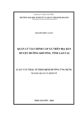 Luận văn thạc sĩ quản lý tài chính cấp xã trên địa bàn huyện mường khương tỉnh lào cai