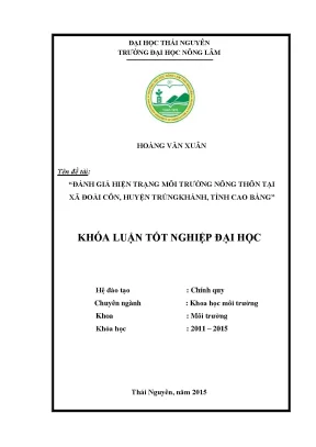 Luận văn thạc sĩ đánh giá hiện trạng môi trường nông thôn tại xã đoài côn huyện trùng khánh tỉnh cao bằng