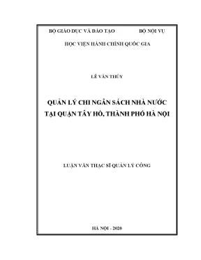 Luận văn thạc sĩ quản lý chi ngân sách nhà nước tại quận tây hồ thành phố hà nội
