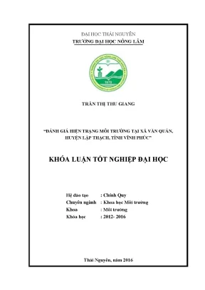 Luận văn thạc sĩ đánh giá hiện trạng môi trường tại xã văn quán huyện lập thạch tỉnh vĩnh phúc