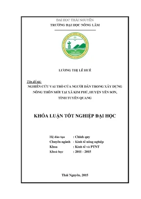Luận văn thạc sĩ nghiên cứu vai trò của người dân trong xây dựng nông thôn mới tại xã kim phú huyện yên sơn tỉnh tuyên quang