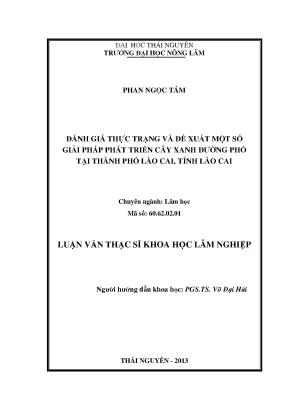 Luận văn thạc sĩ đánh giá thực trạng và đề xuất một số giải pháp phát triển cây xanh đường phố tại tp lào cai tỉnh lào cai