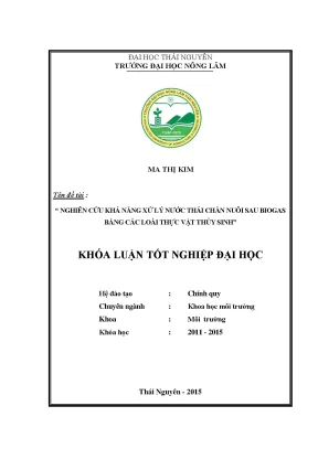 Luận văn thạc sĩ nghiên cứu khả năng xử lý nước thải chăn nuôi sau biogas bằng các loài thực vật thủy sinh