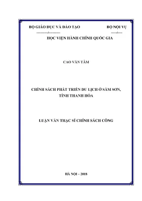 Luận văn thạc sĩ chính sách phát triển du lịch ở sầm sơn tỉnh thanh hóa